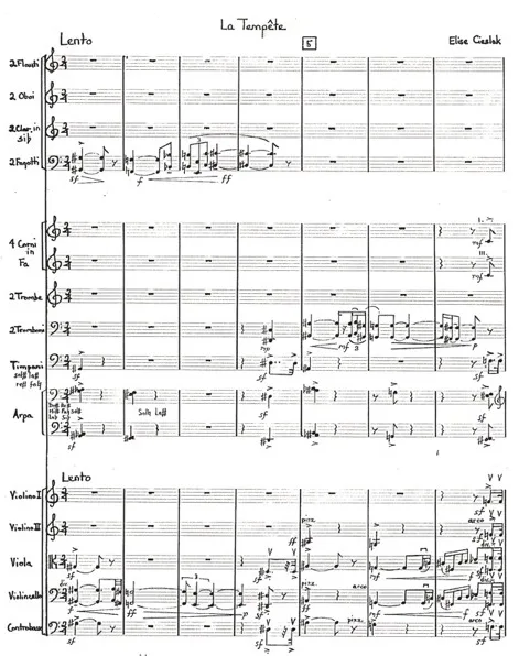 Autograph orchestral score for La Tempête
